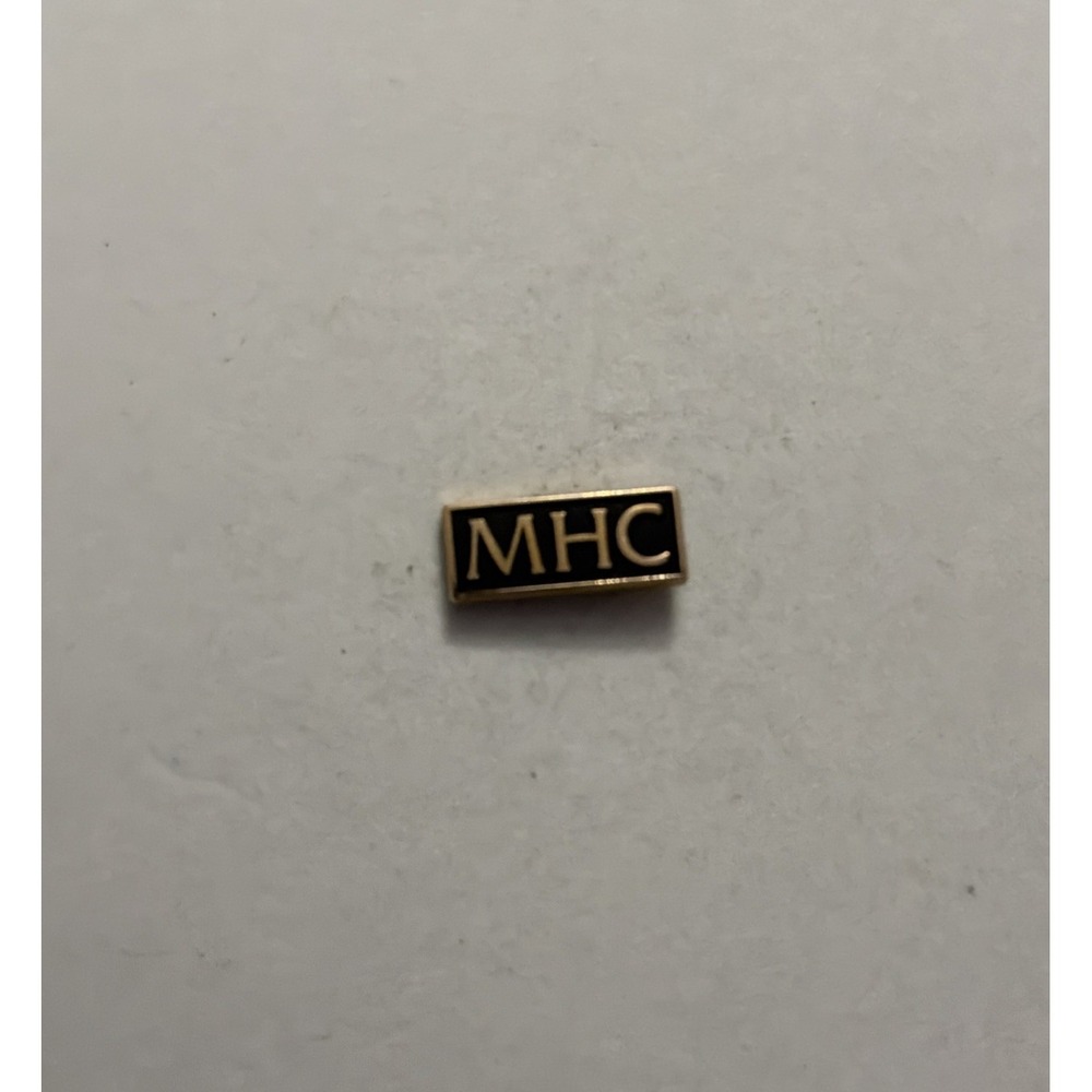 Vtg MHC 1/10 10K Lapel Pin Hat Pinback Made In USA Gold Tone Black Enamel
